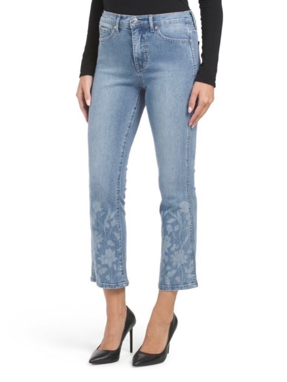 Sam Edelman Linnie Kick Flare Jeans Denim Floral Cropped Size 27